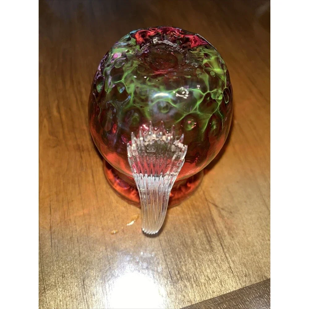 Pilgrim Glass Hand Blown Optic Cranberry 3.5